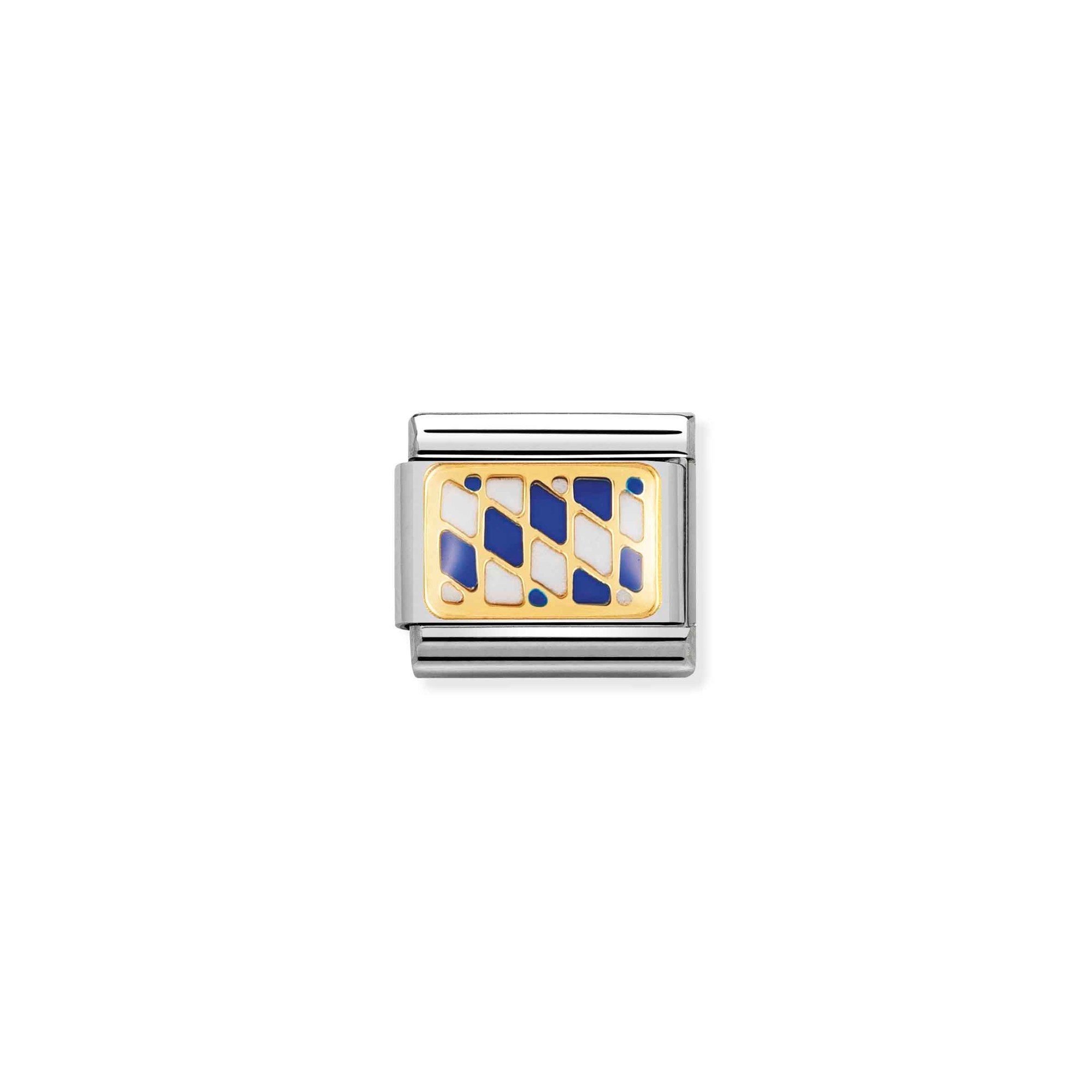 Nomination Composable Classic Charm Flagge Bayern - Edelstahl, Gold 750 Gelbgold, Emaille