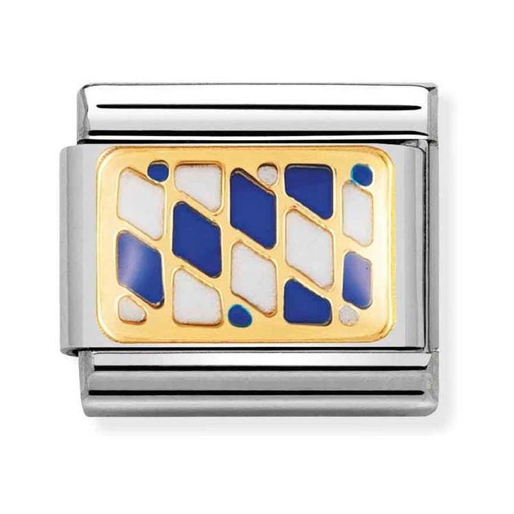 Nomination Composable Classic Charm Flagge Bayern - Edelstahl, Gold 750 Gelbgold, Emaille