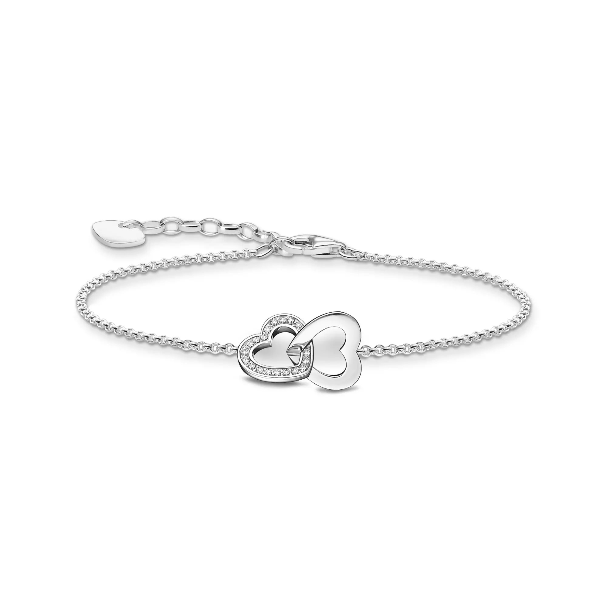 Thomas Sabo Essentials Armband - mit verschlungenen Herzen - Silber & Zirkonia - Weiß - 16 bis 19 cm