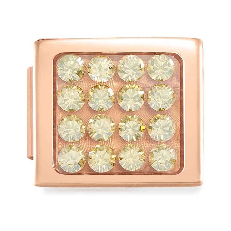 Nomination Classic GLAM Link Edelstahland Roségold - Beige Zirkonia