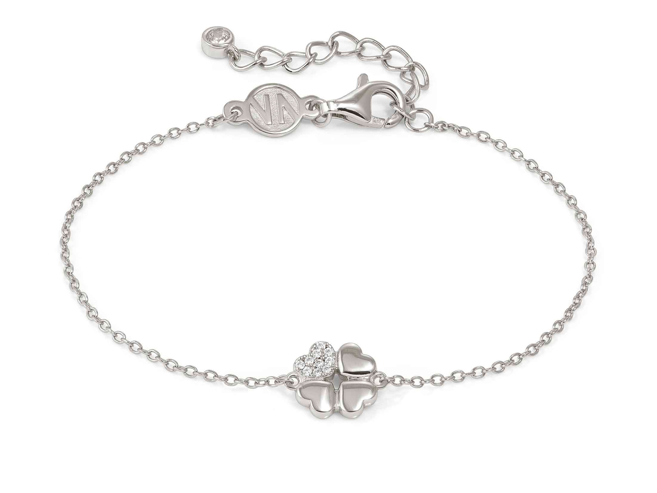 Sterling Silber Armband von Pandora mit einem GlücksKleeblatt aus Zirkonia, ein elegantes Design, verstellbare Länge von 16 bis 19 cm, ideal als neues Schmuckstück.
