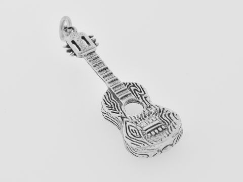 925 Sterling Silber Anhänger in Form einer Gitarre, detailreich verziert, ideal für Musikliebhaber, hochwertig verarbeitet vom Juwelier Harnisch, perfekt als modisches Accessoire.