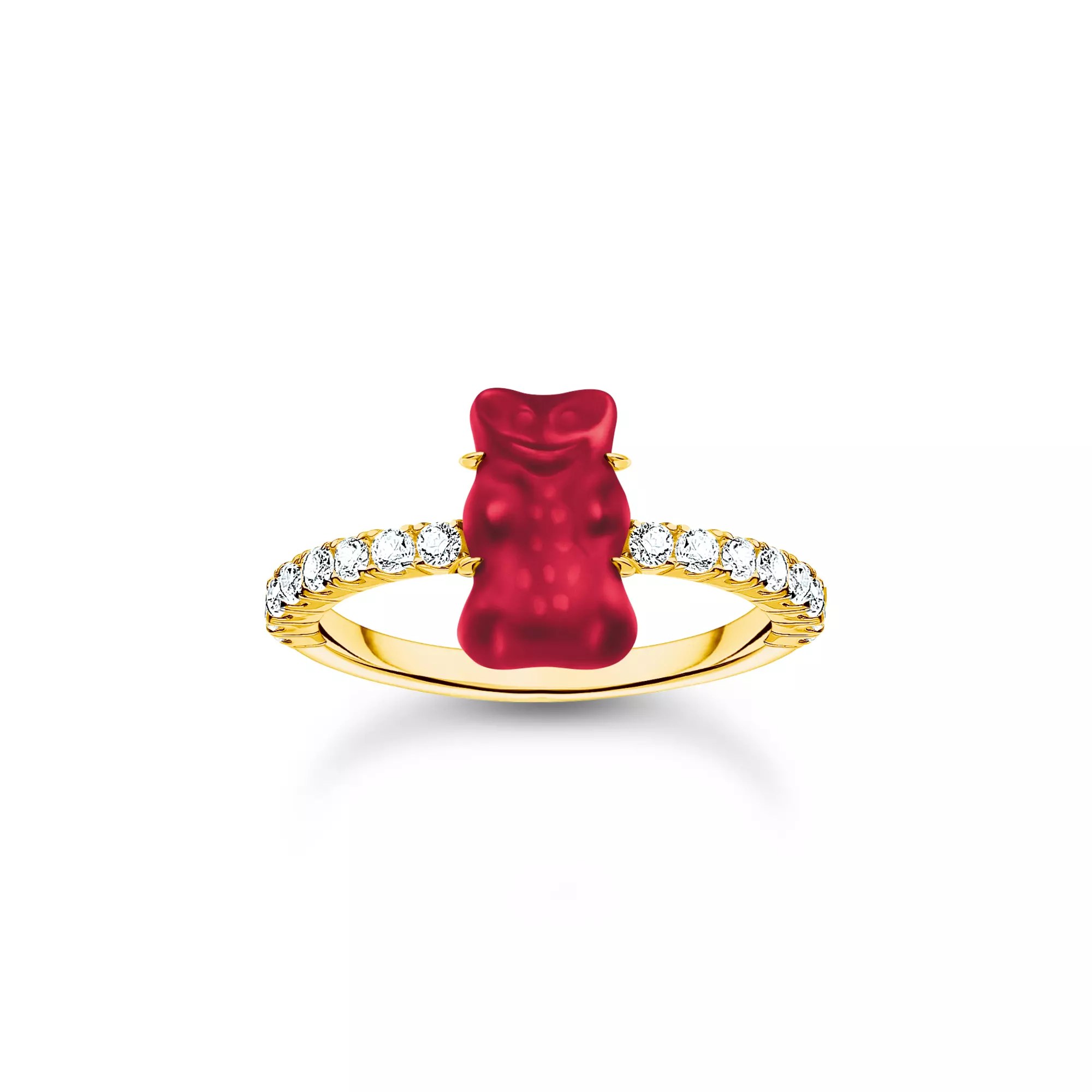 Thomas Sabo HARIBO Ring mit Goldbär - Gummibärchen - BlauRot - Silber Gelbgold verg. & Zirkonia - Rot