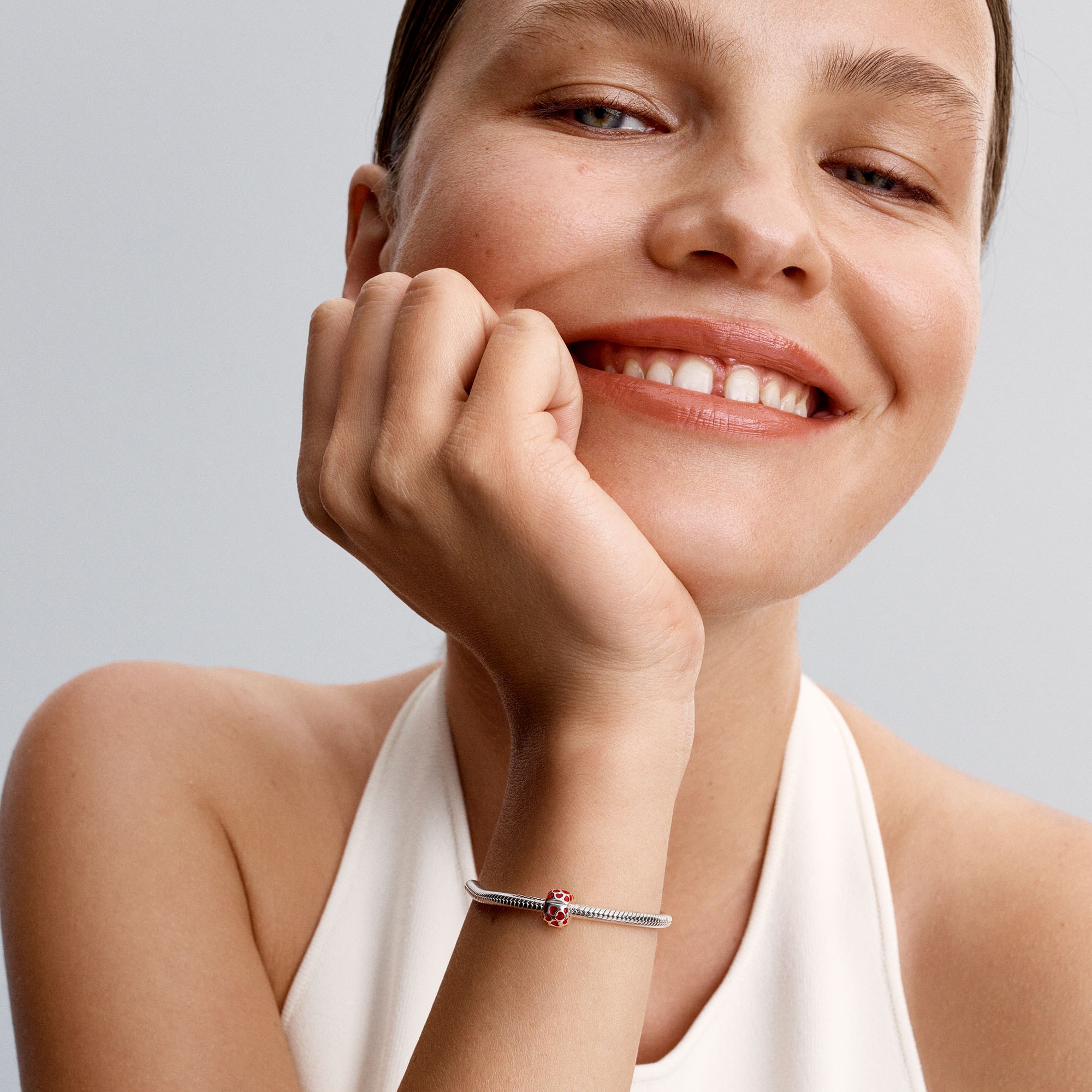 Pandora Clip Stopper - Herz - Anhänger aus Silber & roter - transparenter Emaille – Ansicht 5