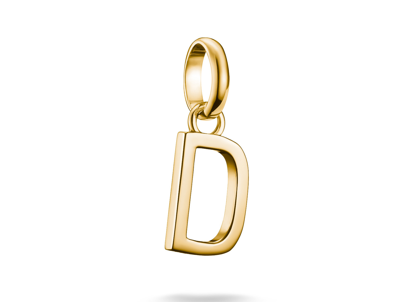 Charm in Form des Buchstabens D, silber mit vergoldetem Anhänger, hergestellt von Thomas Sabo, für den Charm Club CONNECT, elegant und modern gestaltet.