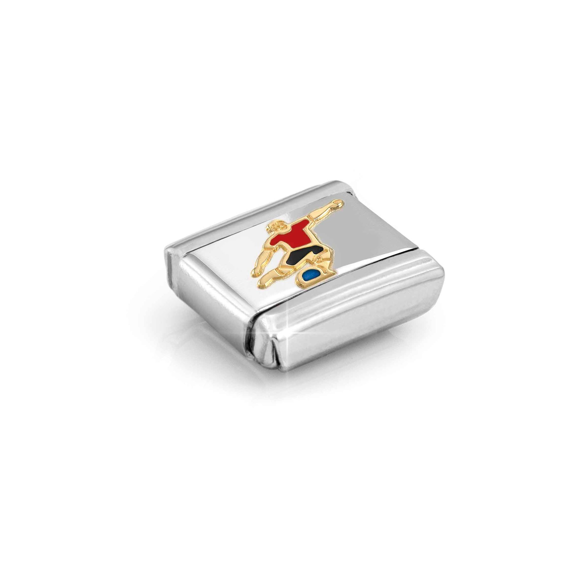 Nomination Composable Classic Charm Fußballspieler rot - Edelstahl, Gold 750 Gelbgold, Emaille – Ansicht 4