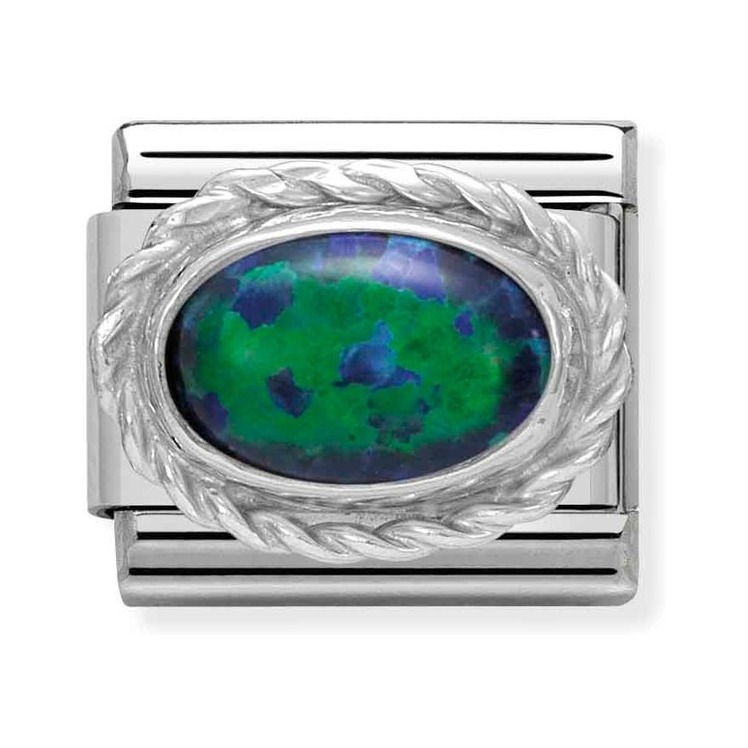 Nomination Composable Classic Charm Kordel Opal grün-blau - Edelstahl, Sterling Silber