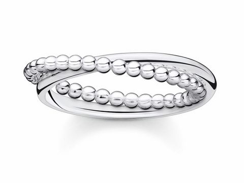 Eleganter Thomas Sabo Ring TR2321-001-21-48 aus Silber in Größe 48 mit geschwungenem Design und perlenförmigen Details, ideal für stilvolle Akzente.