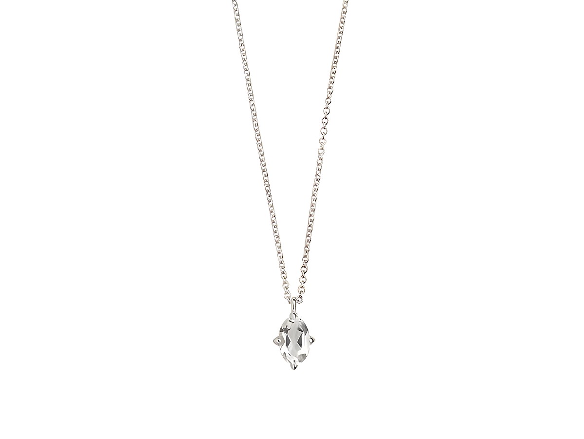 Xenox Weißgold Kette XG4559 mit 42 cm Länge, FARBSTEIN Kareekette aus 375 Weißgold, elegant und zart, mit transparenter Anhängerdetail für einen stilvollen Look.
