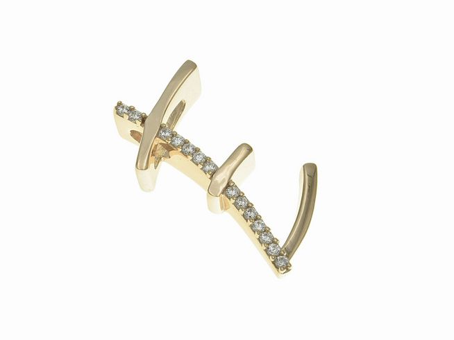 Anhänger aus poliertem Sterlingsilber in Form des Buchstabens E, vergoldet in Roségold mit Zirkonia-Steinen, hergestellt von Juwelier Harnisch.