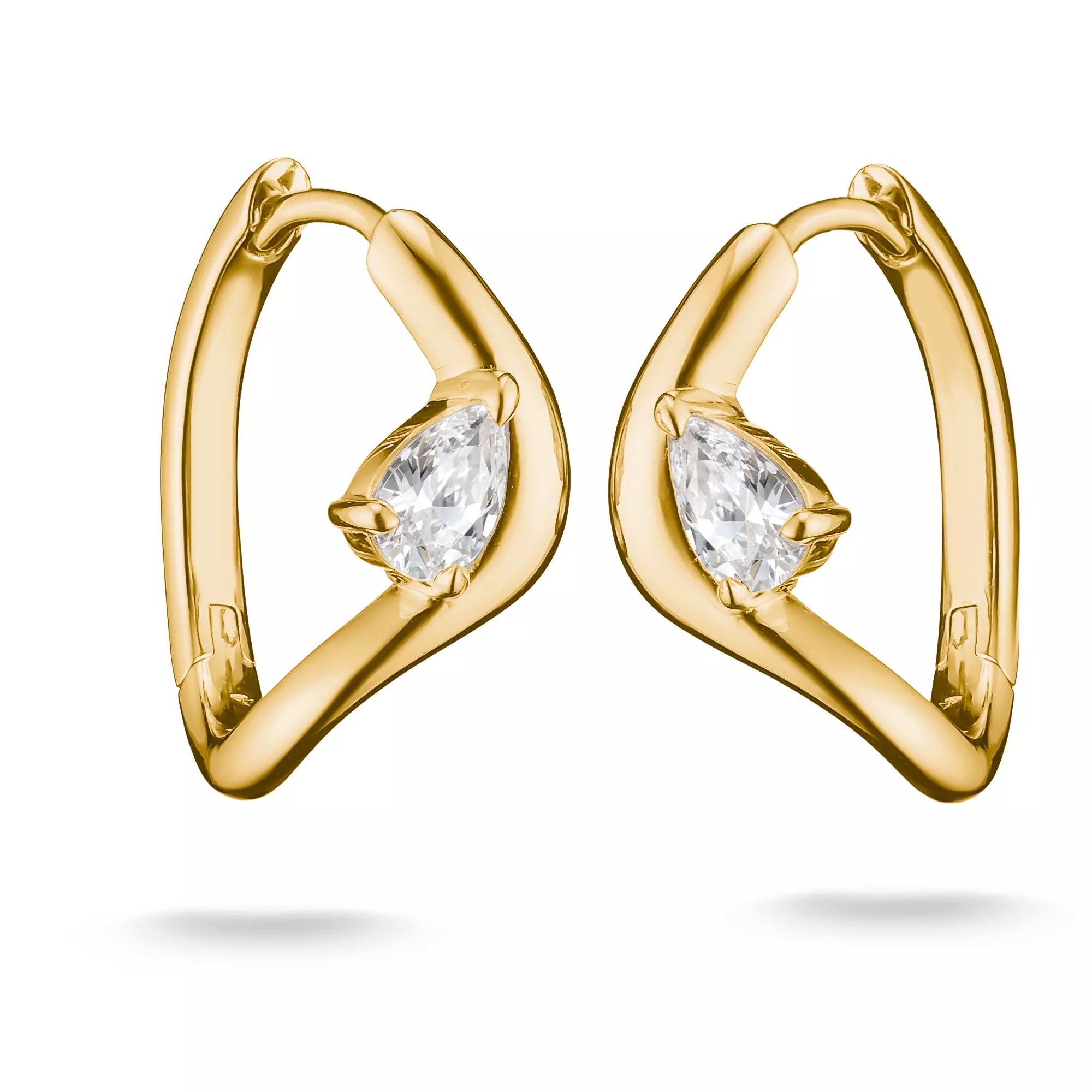 Thomas Sabo Creolen mit weißem Zirkonia in Tropfenform – vergoldet – 19 mm hoch – Ansicht 2