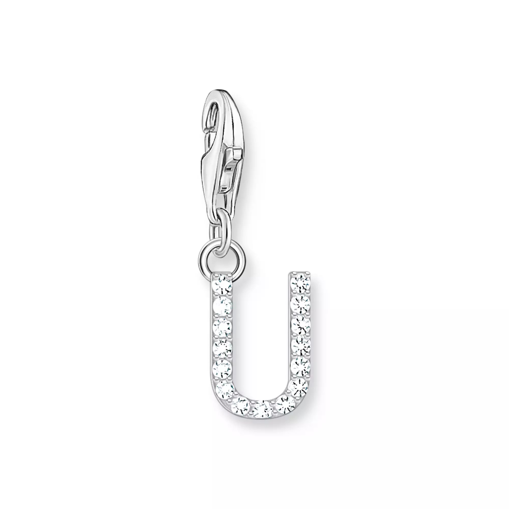 Thomas Sabo Charm-Anhänger - funkelnder Buchstabe U - Silber & Zirkonia - Weiß