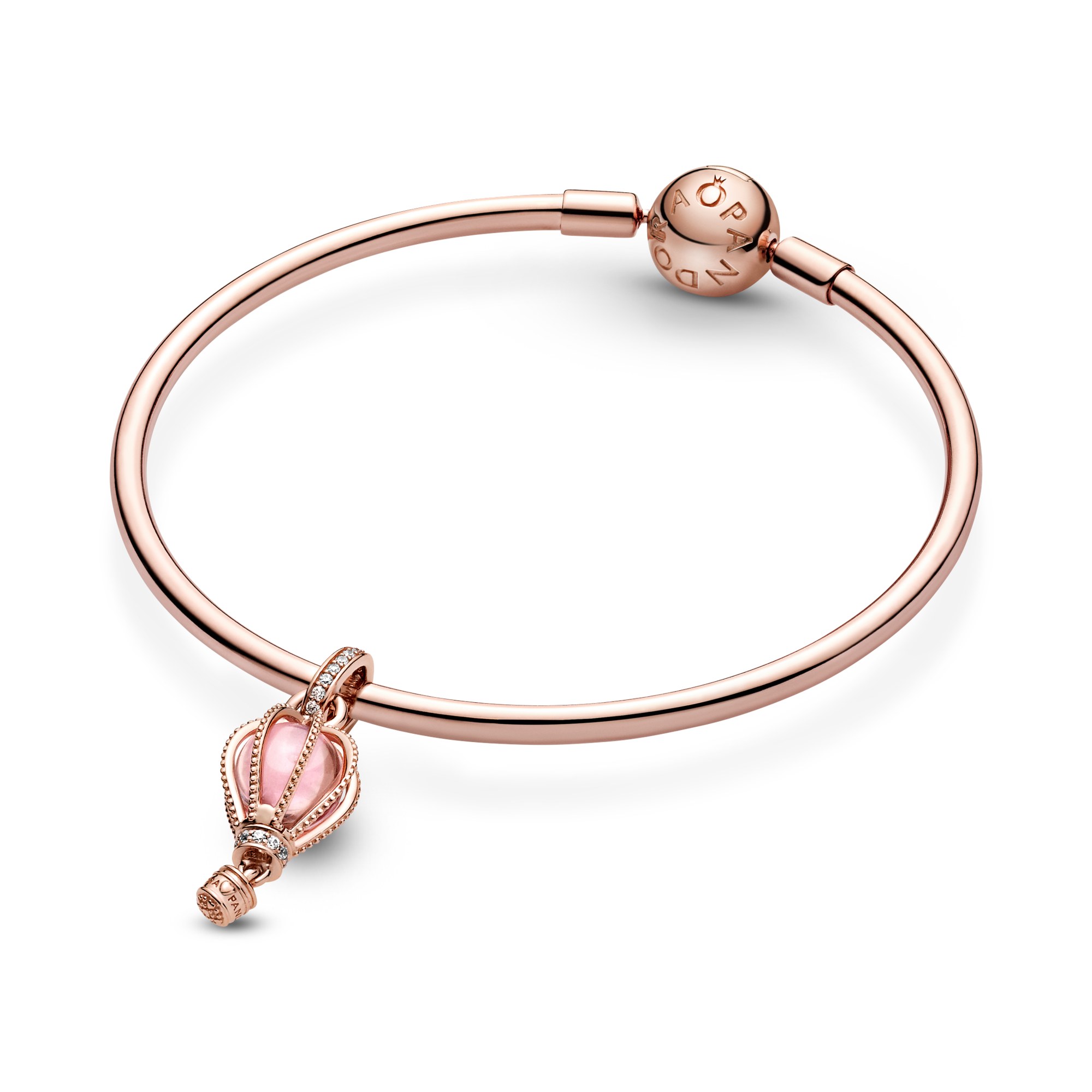 Pandora Rosé Funkelnder rosa Heißluftballon-Anhänger - Steinmix – Ansicht 5
