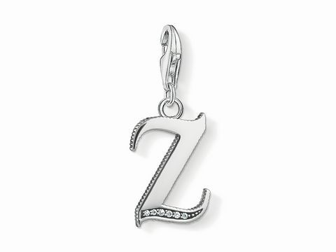 Charm-Anhänger Buchstabe Z aus Silber von Thomas Sabo, kunstvoll gestaltet mit feinen Details und funkelnden Zirkonia, ideal für persönlichen Schmuck.