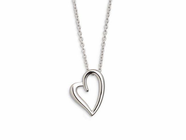 27000788-0 Xenox Sterling Silber Kette XS2796 mit 40-45 cm Länge, LOVE STORY Ankerkette mit einem stilvollen Herzanhänger, ideal für romantische Anlässe oder als persönliches Geschenk.