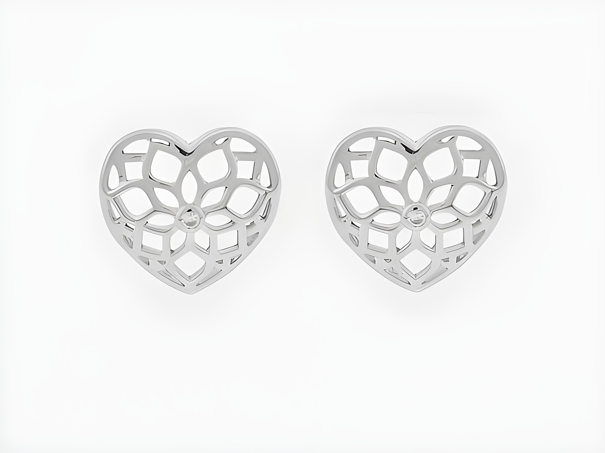 Ohrringe Silber rhod. Herz mit Lotosblumenmuster, Stecker, Zirkonia von Juwelier Harnisch, ideal für einen eleganten Akzent.