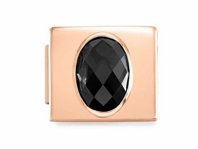 Zirkonia Charm von Nomination in Roségold mit facettiertem schwarzen Zirkonia, elegante und stilvolle Ergänzung für Schmuckkollektionen, vielseitig einsetzbar.