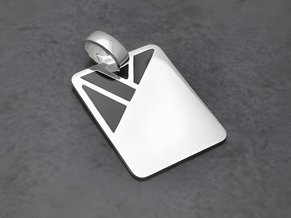 Gravurplatte schwarz lackiert - Sterling Silber Anhänger - Lack Schwarz, Hersteller Juwelier Harnisch, schlicht und modern gestaltet. Ideal für individuelle Gravuren und als stilvolles Accessoire.