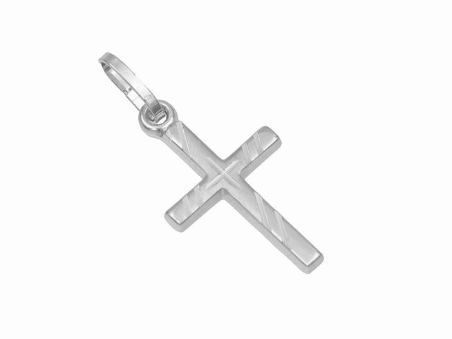 Anhänger Kreuz aus Sterling Silber teilmattiert und rhodiniert, schlichtes Design, Hersteller Juwelier Harnisch, ideal als symbolisches Schmuckstück.