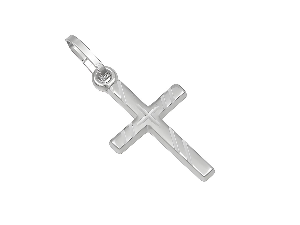 Anhänger Kreuz aus Sterling Silber teilmattiert und rhodiniert, schlichtes Design, Hersteller Juwelier Harnisch, ideal als symbolisches Schmuckstück.