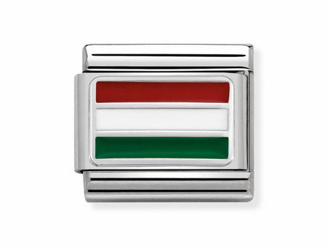 Flagge von Ungarn als Composable Classic von Nomination, mit rot, weiß und grünem Design, ideal für modischen Schmuck und individualisierbare Armbänder.