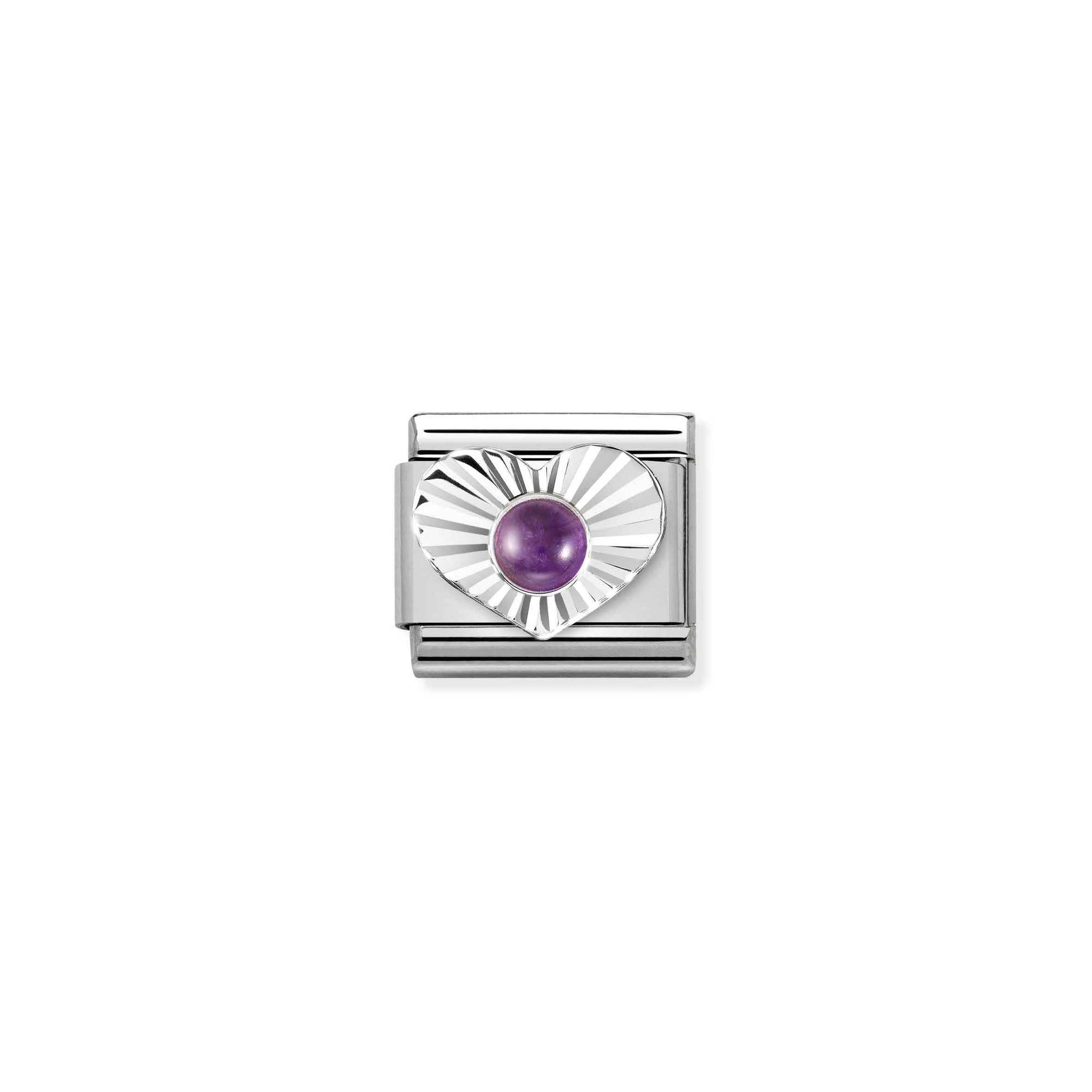 Nomination Composable Classic Charm Herz Amethyst lila - Edelstahl, Sterling Silber diamantiert