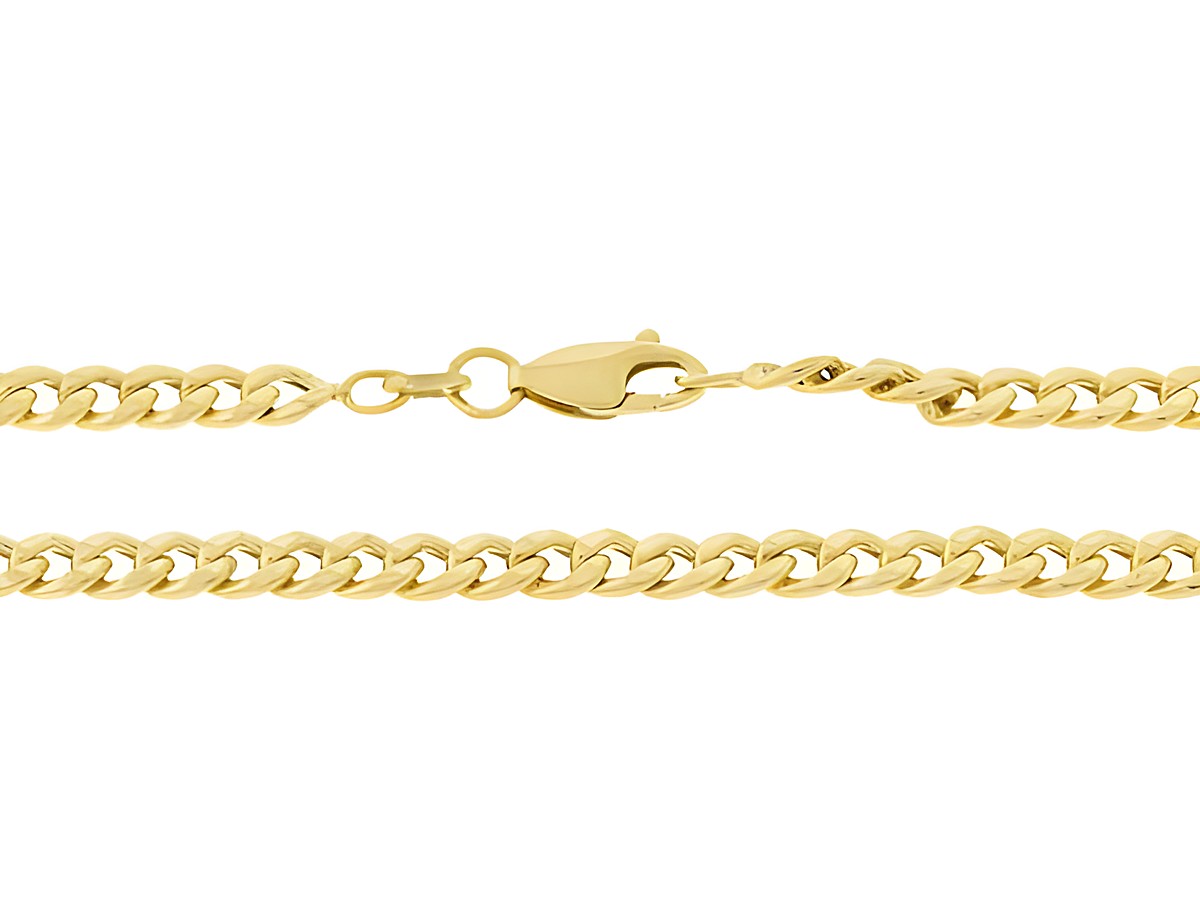Panzerkette 333 Gold - 45 cm - 4,2 x 2 mm mit Karabiner von Juwelier Harnisch in hochwertiger Goldqualität, elegantes Design und ideal für jeden Anlass.