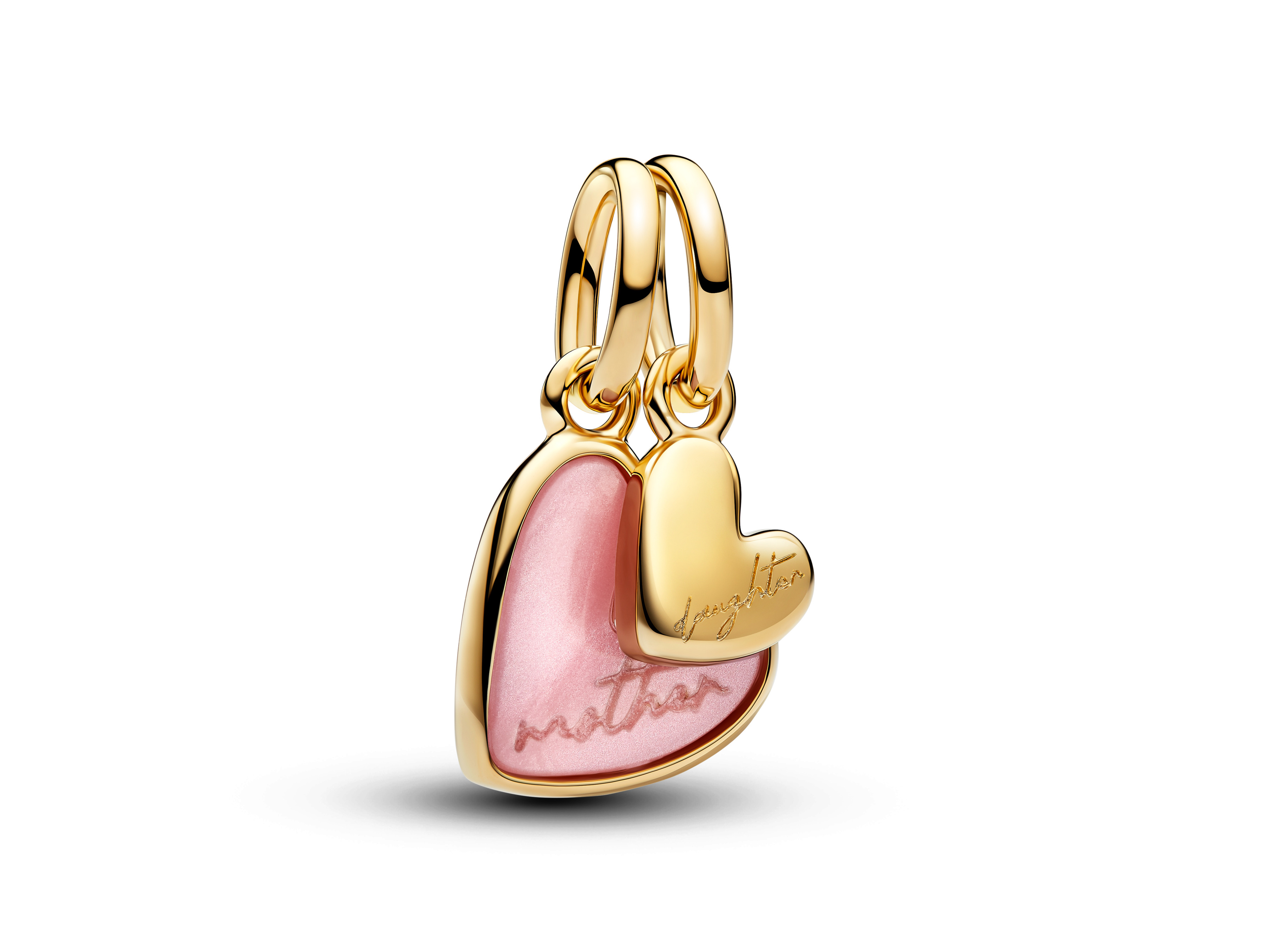 Pandora 763766C01 - Rosafarbener Teilbarer Mutter & Tochter Charm-Anhänger - Gelbgold Vergoldung