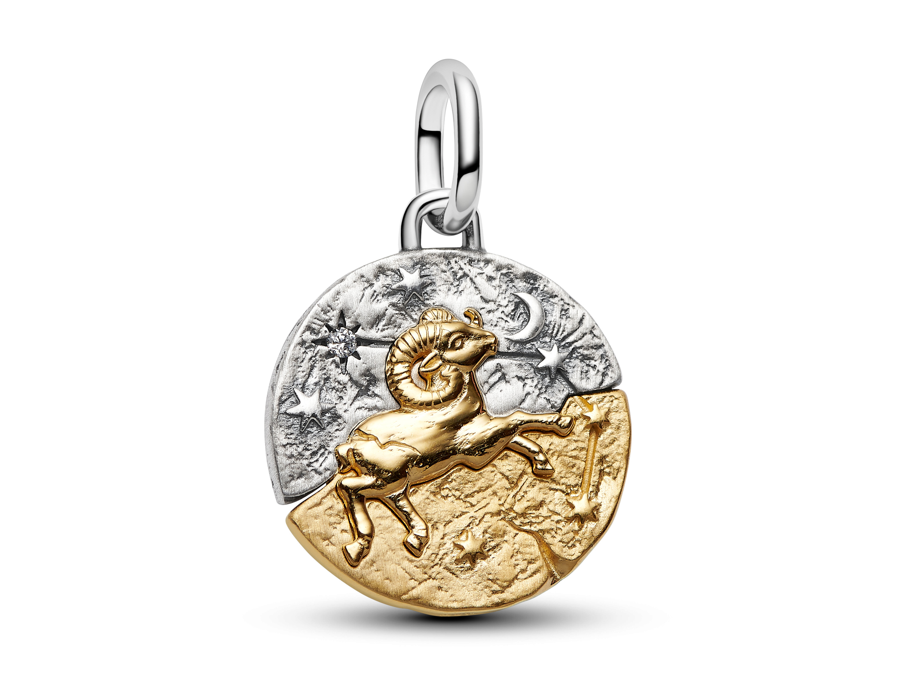 Pandora ME 764993C01 - Sternzeichen Widder - Charm - Sterling Silber & Gelbgold Vergoldung - 16 mm