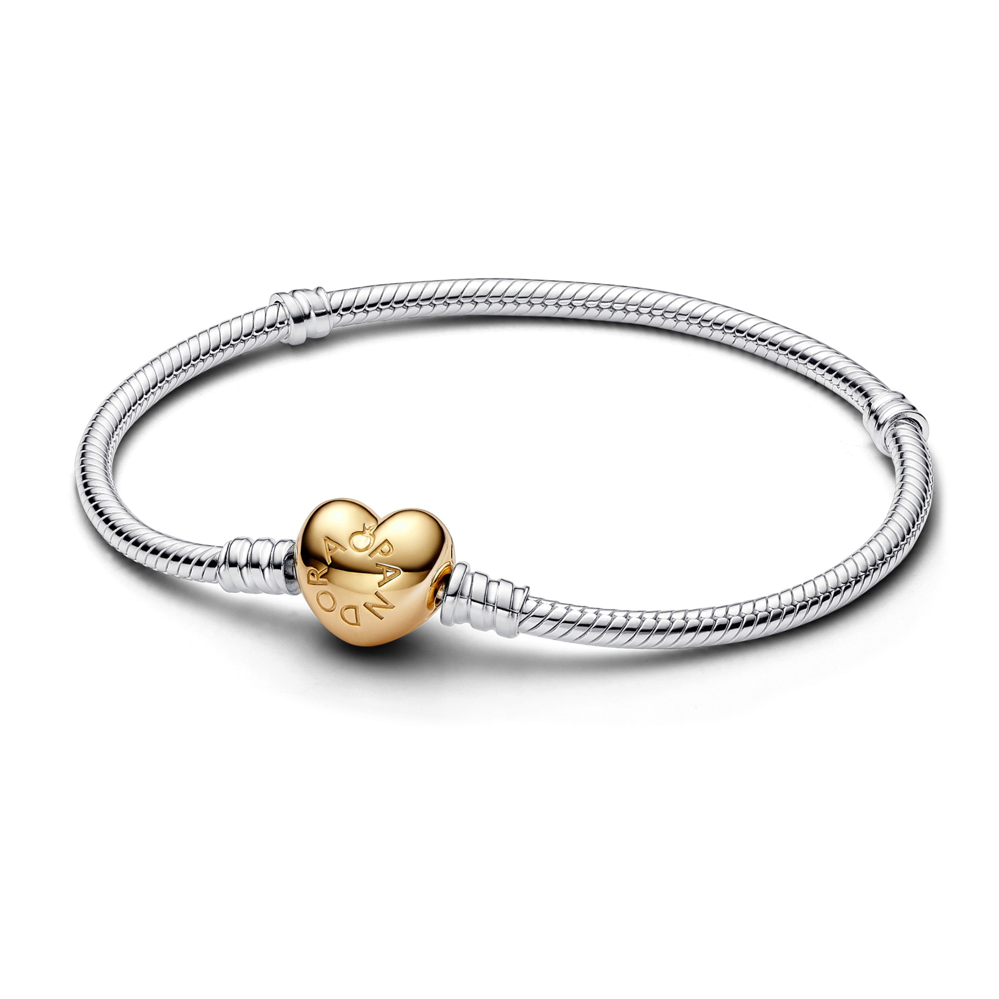 PANDORA Armband Silber - Gelbgold Herzverschluß