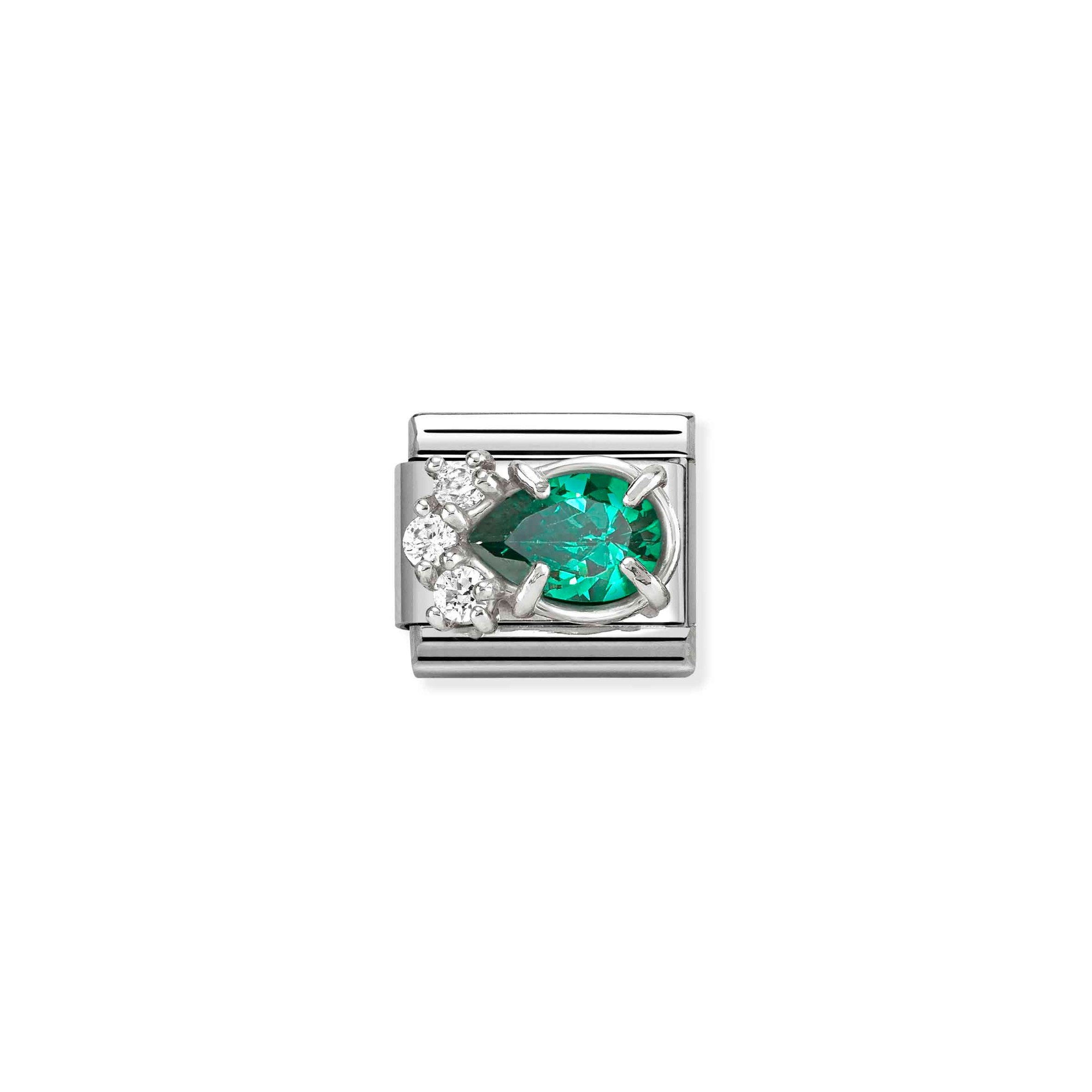Nomination Classic Sterling Silber charm - Tropfen - Zirkonia Grün & Weiß – Ansicht 2