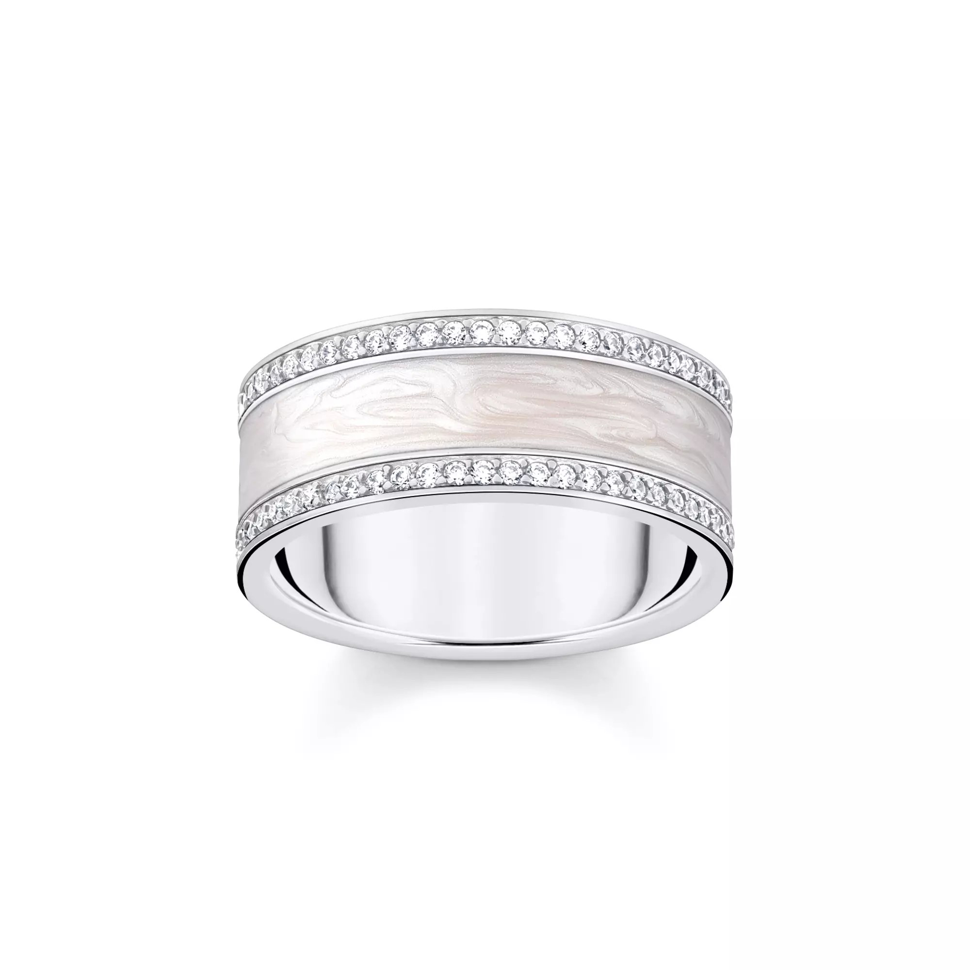 Thomas Sabo Ring - Bandring mit Emaille - Silber & Emaille & Zirkonia - Weiß
