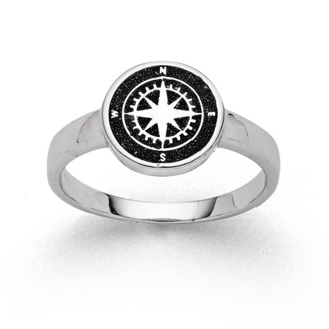 DUR Ring Kompass - Sterling Silber - Lavasand – Ansicht 2