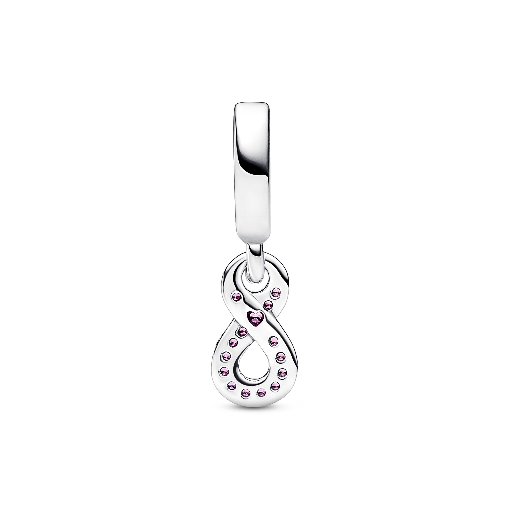 Pandora Funkelnder Unendlichkeits-Charm-Anhänger - Sterling Silber - Crystal Pink Ansicht 2 – Ansicht 2