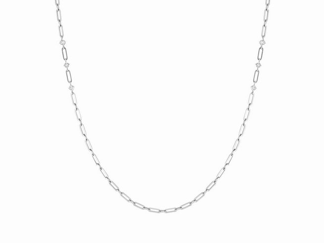 Die Kette von Nomination ChainsOfStyle besteht aus Edelstahl und weißen Zirkonia-Steinen, hat eine Länge von 95 cm und zeigt ein elegantes, modernes Design.