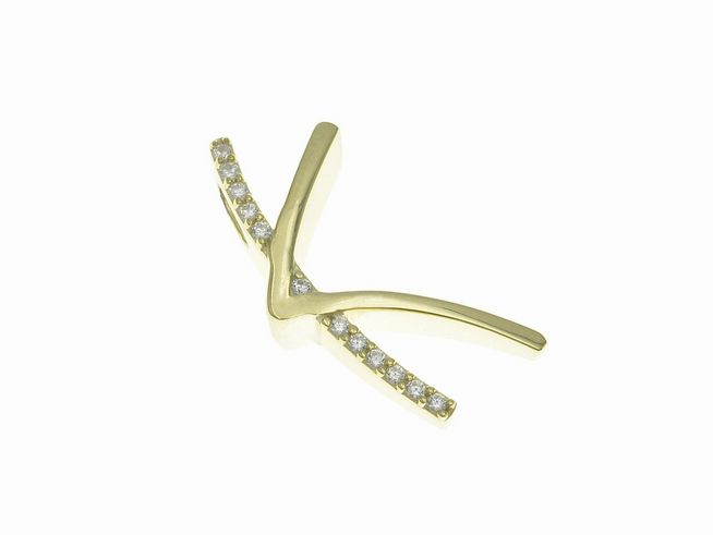 304787-0 Anhänger aus poliertem Sterling Silber in vergoldeter Optik, geformt als Buchstabe K, verziert mit Zirkonia, Hersteller Juwelier Harnisch.
