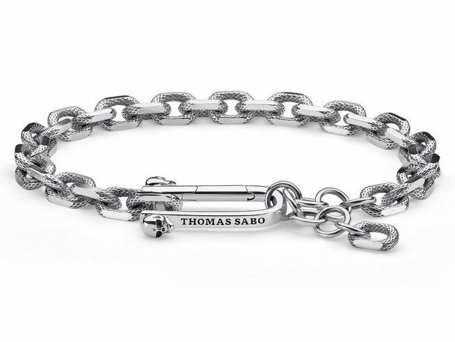 Armband von Thomas Sabo A1789-637-21-L20v aus geschwärztem Silber, mit einem eleganten Kettenmuster und einem praktischen Verschluss, verstellbar von 16 bis 20 cm.