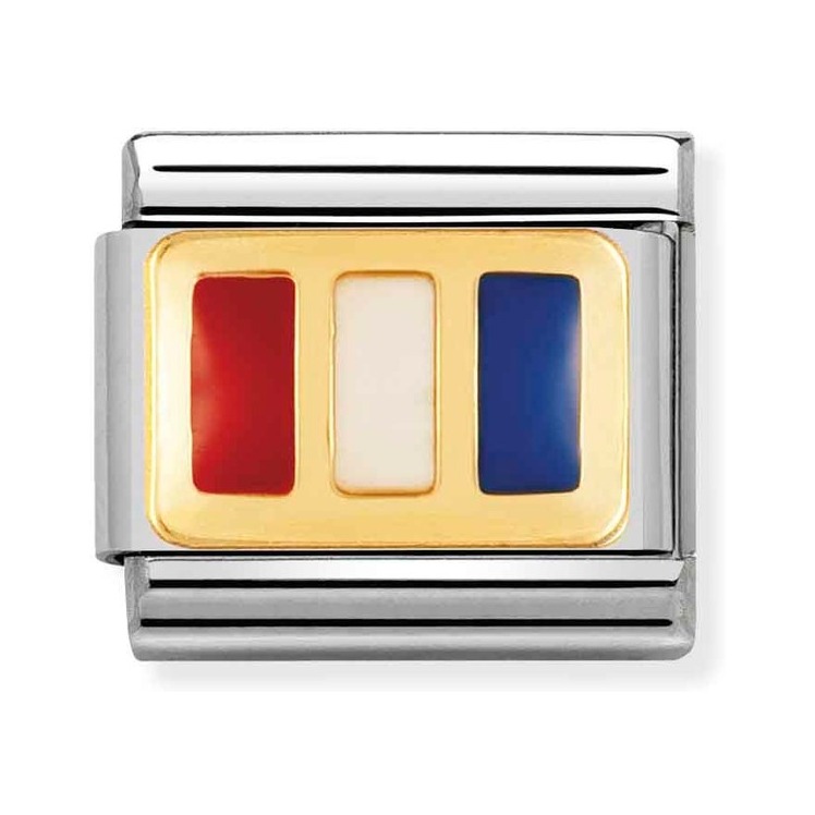 Nomination Composable Classic Charm Flaggenalphabet T - Edelstahl, Gold 750 Gelbgold, Emaille