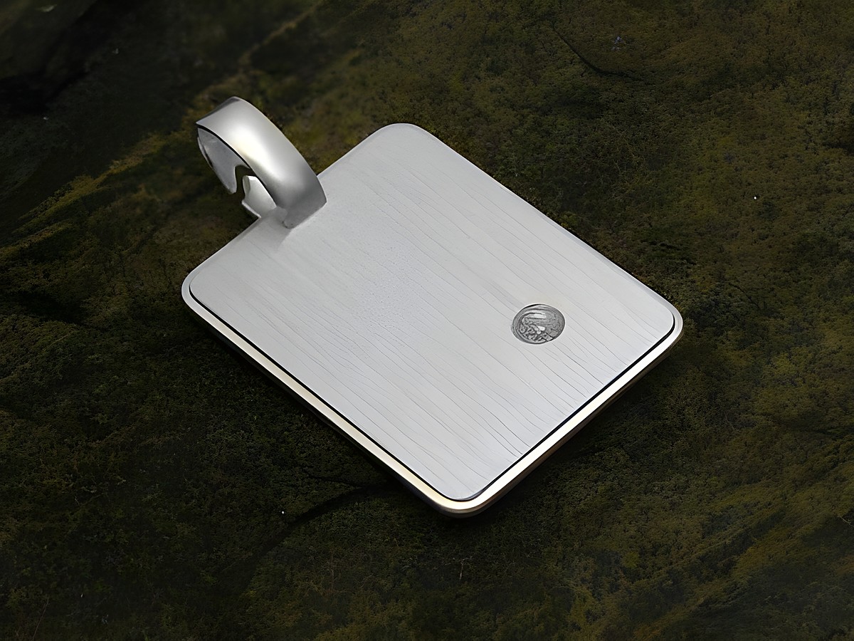 Gravurplatte Anhänger aus Sterling Silber mit Zirkonia, schlichtes Design, Hersteller Juwelier Harnisch, ideal für persönliche Gravuren und als modisches Accessoire.