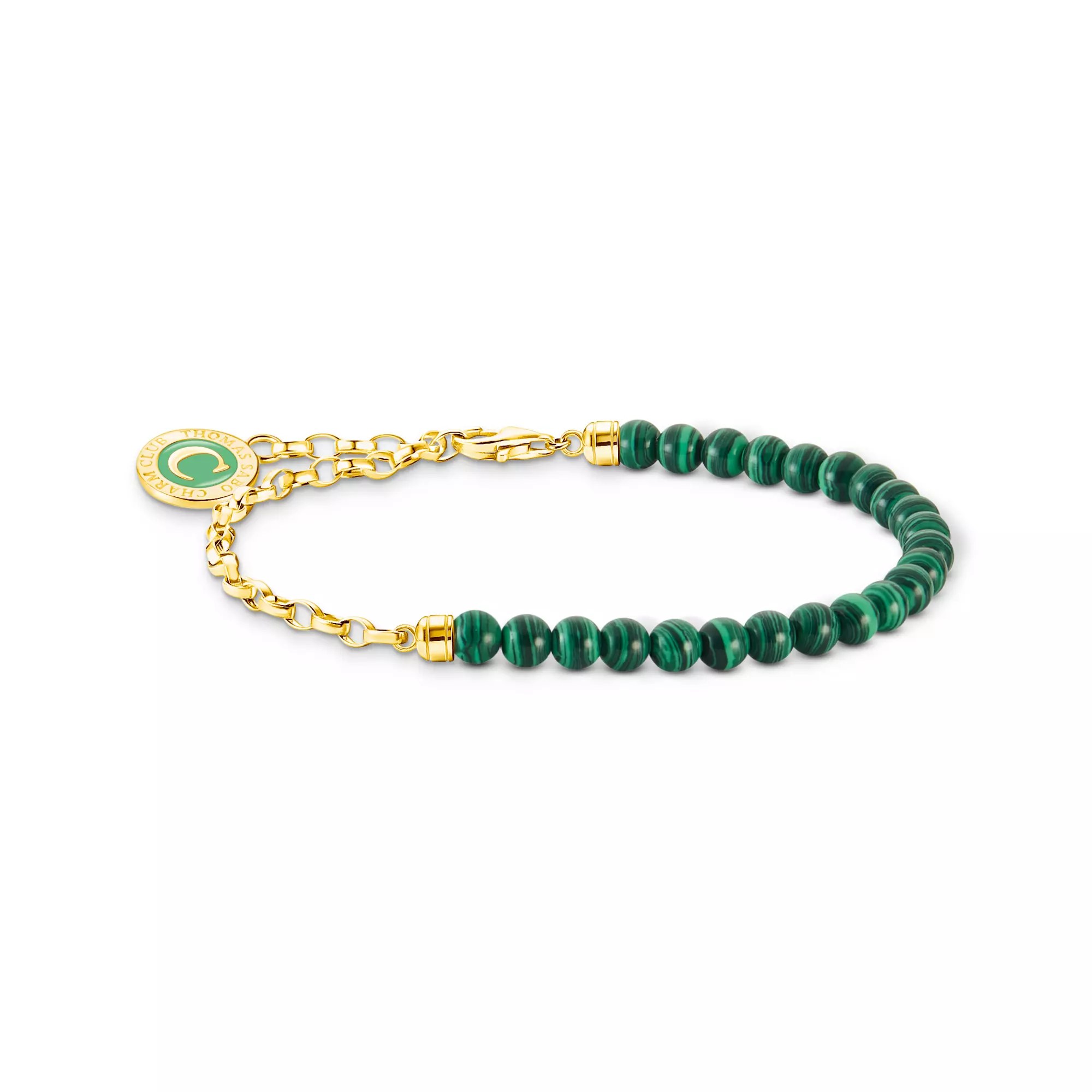 Thomas Sabo Armband - Carrier mit Gliedern - Silber Gelbgold verg. & imit. Malachit - Grün - 10 bis 13 cm