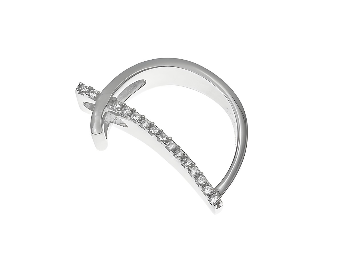 Anhänger aus poliertem rhodiniertem Sterling Silber in Form des Buchstabens D, verziert mit Zirkonia, Hersteller Juwelier Harnisch.