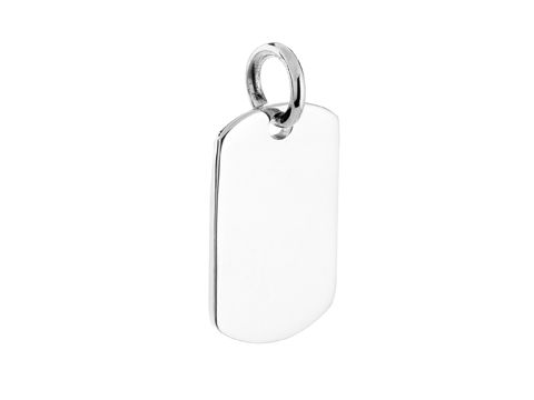 Silber Gravur-Anhänger rechteckig abgerundet aus Silber im Dog Tag Stil, hergestellt von Juwelier Harnisch, schlichtes und elegantes Design.