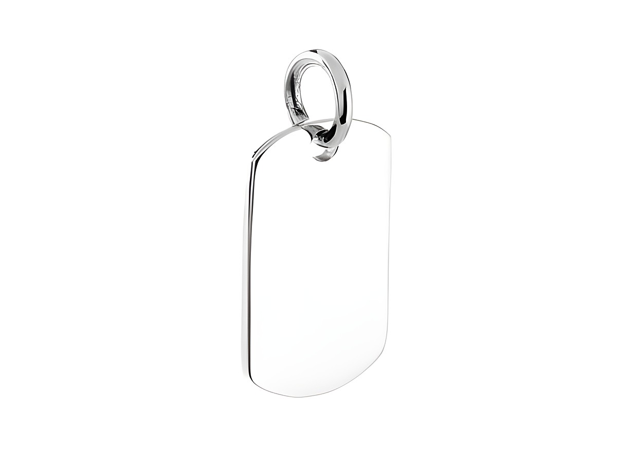 Silber Gravur-Anhänger rechteckig abgerundet aus Silber im Dog Tag Stil, hergestellt von Juwelier Harnisch, schlichtes und elegantes Design.