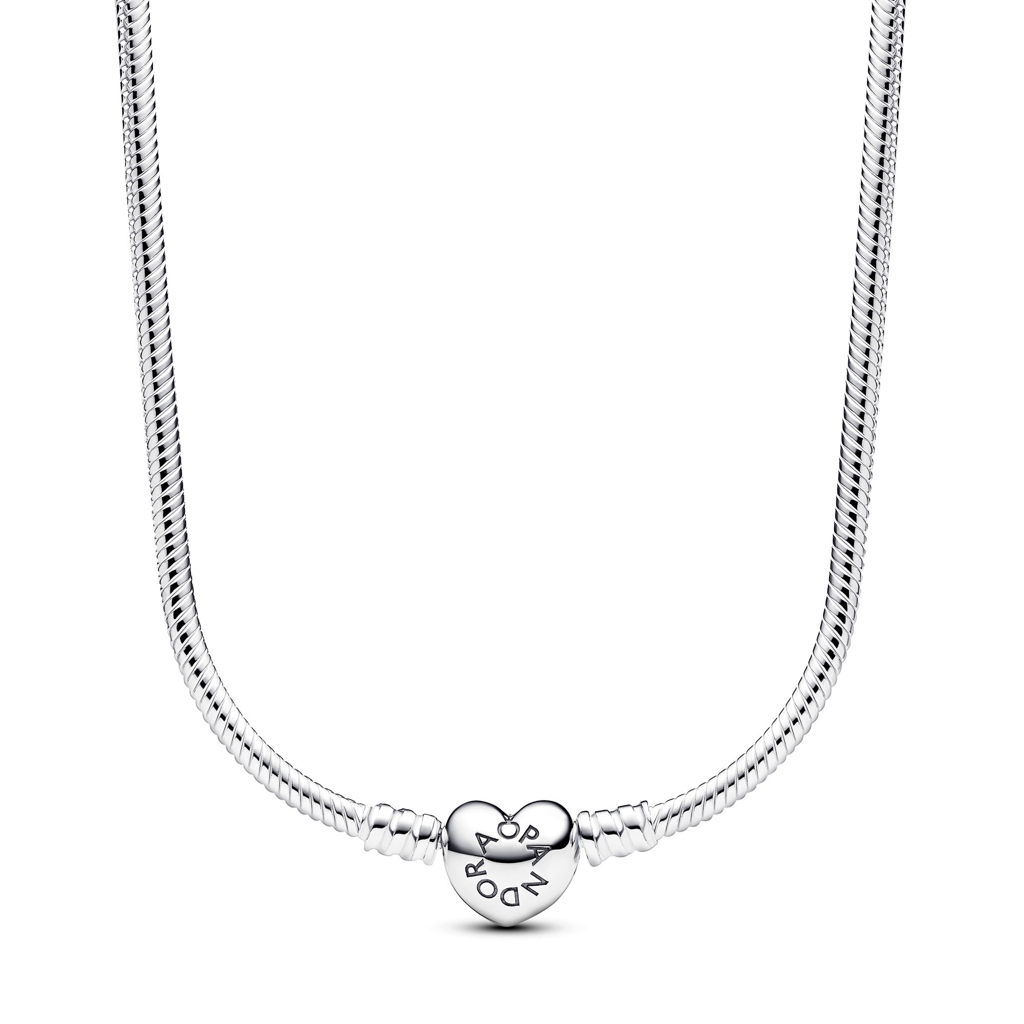 Pandora Schlangen-Gliederhalskette mit Herzverschluss - Sterling Silber - 45 cm