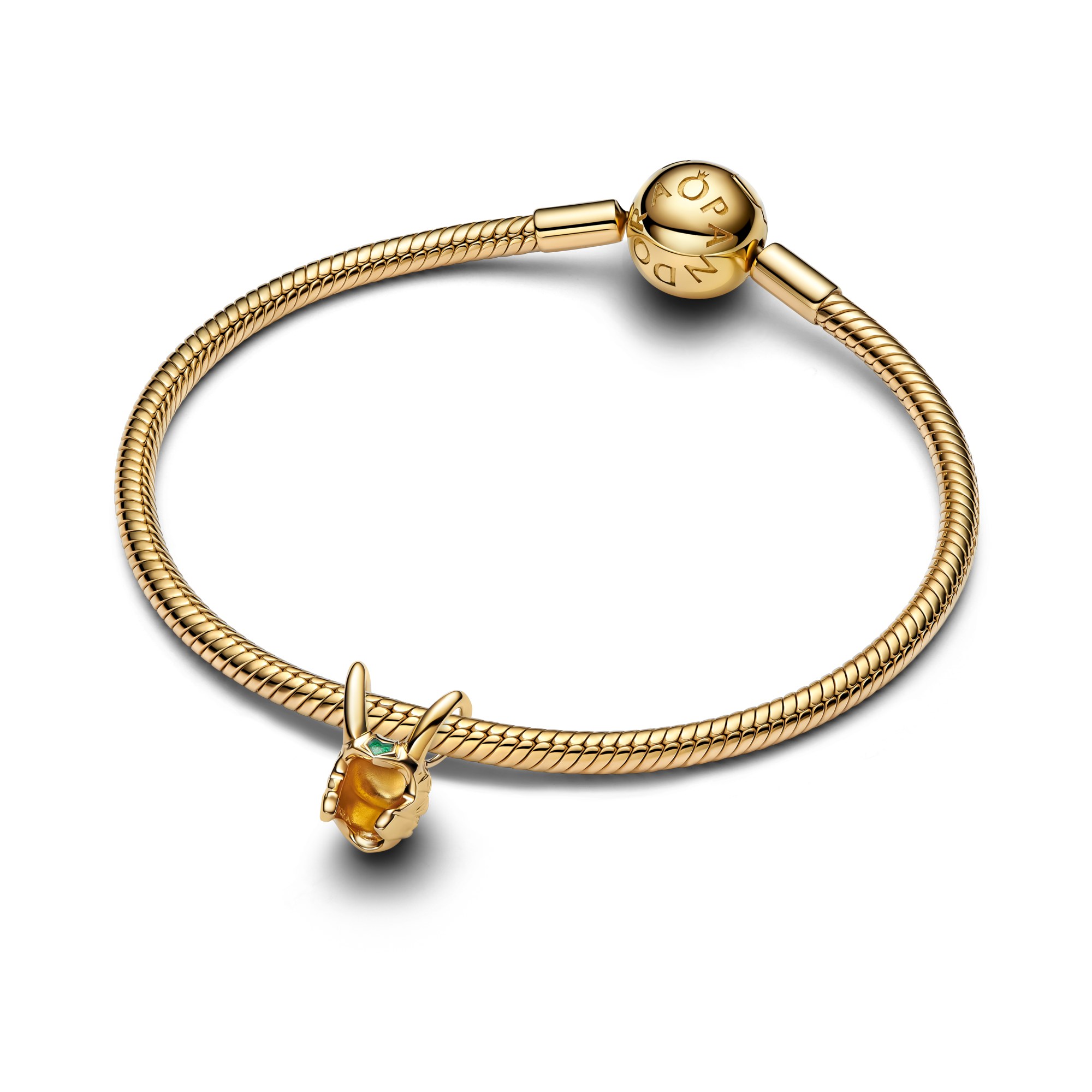 Pandora Marvel - Charm Loki Helm - Gelbgold Vergoldung - Emaille grün – Ansicht 3