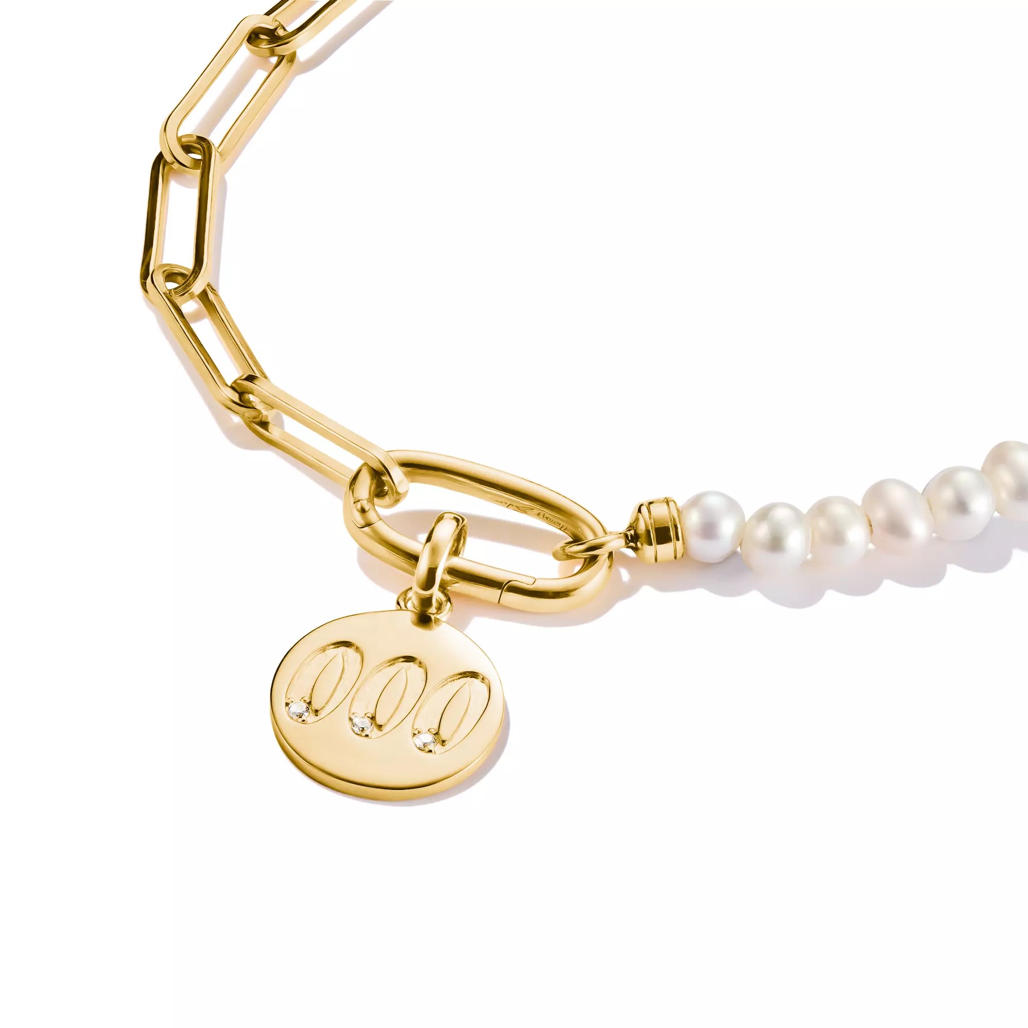 Thomas Sabo Connect - Engelzahl 000 - Charm mit Öse - Silber & Gelbgold Verg. + Zirkonia – Ansicht 2