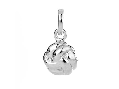 Knoten Anhänger aus Silber, rhodiniert, verschlungenes Design, hergestellt von Juwelier Harnisch, ideal für maritim inspirierte Schmuckliebhaber.