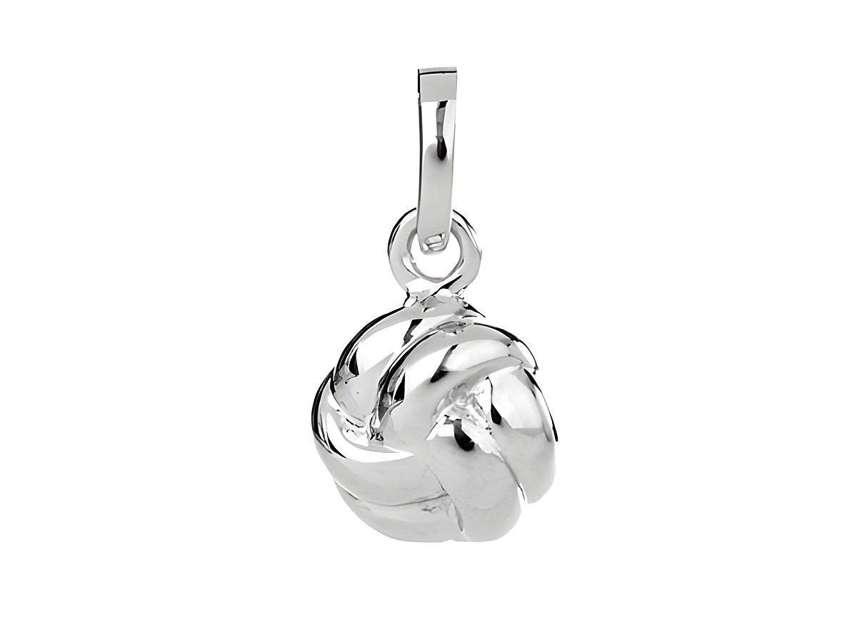 Knoten Anhänger aus Silber, rhodiniert, verschlungenes Design, hergestellt von Juwelier Harnisch, ideal für maritim inspirierte Schmuckliebhaber.