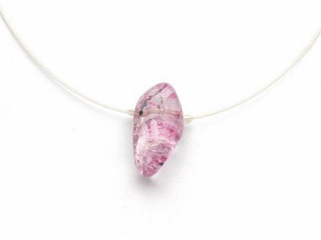DUR Glasspiel K2912 Sterling Silber Kette rhodiniert mit pinkem Kristall, elegant und modern, ideal für jeden Anlass, Länge 42 cm, Hersteller DUR Neuheiten.