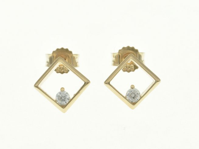 Viereck Ohrstecker aus Sterling Silber, rosegold vergoldet mit Zirkonia, Hersteller Juwelier Harnisch, elegantes Design ideal für jeden Anlass.